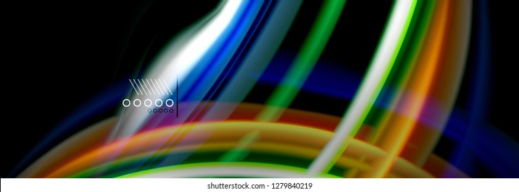 Rainbow color fluid wave lines flow poster. Wave vector Liquid shapes design