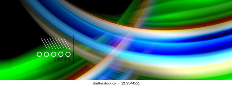 Rainbow color fluid wave lines flow poster. Wave vector Liquid shapes design