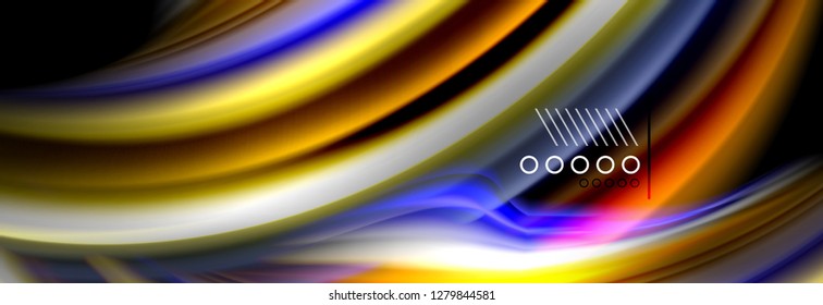 Rainbow color fluid wave lines flow poster. Wave vector Liquid shapes design