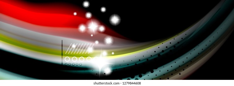 Rainbow color fluid wave lines flow poster. Wave vector Liquid shapes design