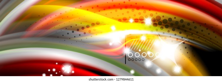 Rainbow color fluid wave lines flow poster. Wave vector Liquid shapes design