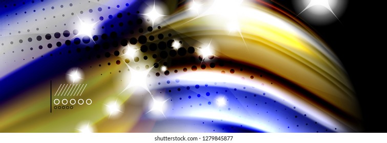 Rainbow color fluid wave lines flow poster. Wave vector Liquid shapes design