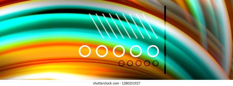Afiche del flujo de las líneas de oleaje de color arcoiris. Vector de onda Diseño de formas líquidas