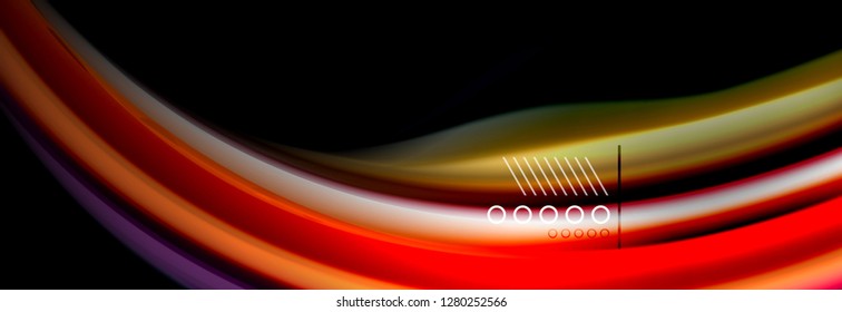 Rainbow color fluid wave lines flow poster. Wave vector Liquid shapes design