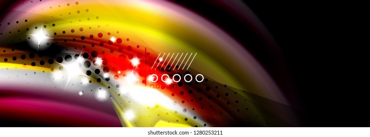 Rainbow color fluid wave lines flow poster. Wave vector Liquid shapes design