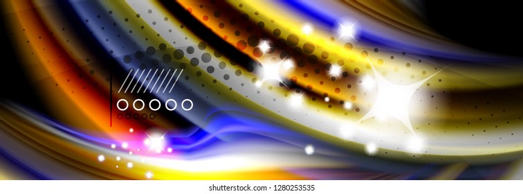 Rainbow color fluid wave lines flow poster. Wave vector Liquid shapes design