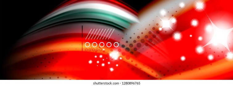Rainbow color fluid wave lines flow poster. Wave vector Liquid shapes design