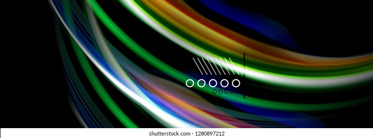 Rainbow color fluid wave lines flow poster. Wave vector Liquid shapes design