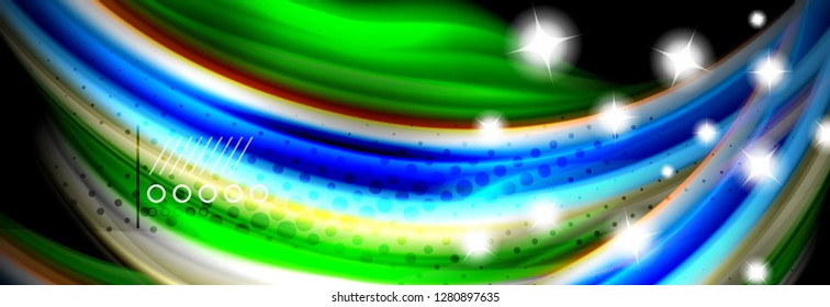 Rainbow color fluid wave lines flow poster. Wave vector Liquid shapes design