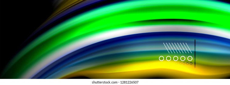 Rainbow color fluid wave lines flow poster. Wave vector Liquid shapes design