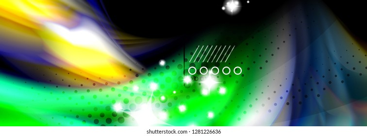 Rainbow color fluid wave lines flow poster. Wave vector Liquid shapes design