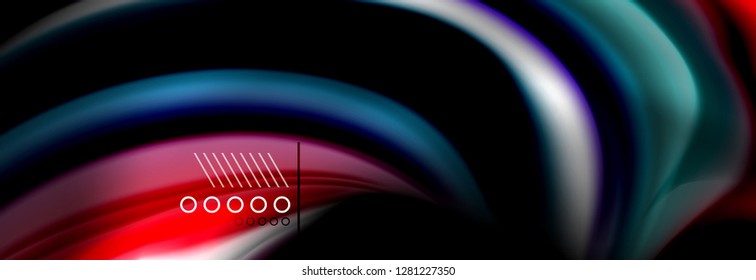 Afiche del flujo de las líneas de oleaje de color arcoiris. Vector de onda Diseño de formas líquidas