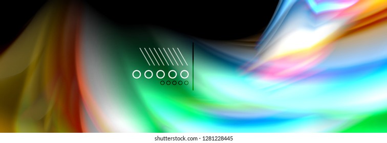 Rainbow color fluid wave lines flow poster. Wave vector Liquid shapes design