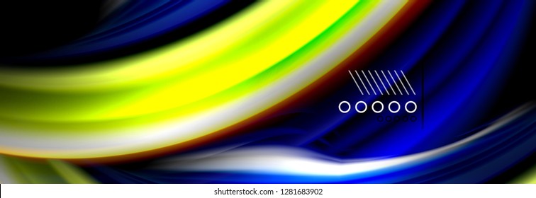 Rainbow color fluid wave lines flow poster. Wave vector Liquid shapes design