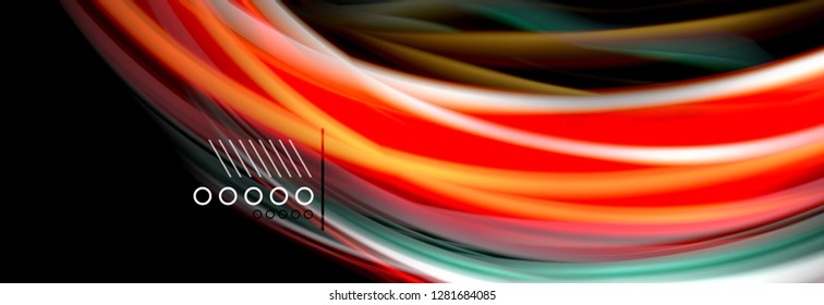 Rainbow Color Wave Linien Flow Poster. Wellenvektor-Liquid-Formen-Design