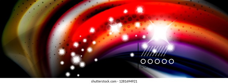 Rainbow color fluid wave lines flow poster. Wave vector Liquid shapes design