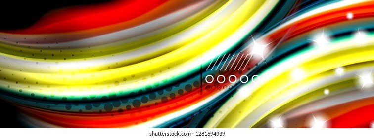 Rainbow color fluid wave lines flow poster. Wave vector Liquid shapes design