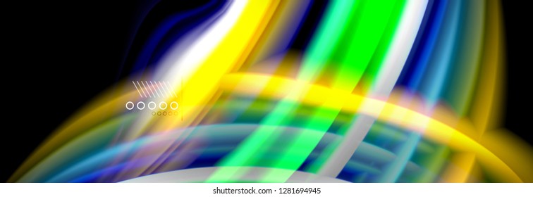 Rainbow color fluid wave lines flow poster. Wave vector Liquid shapes design