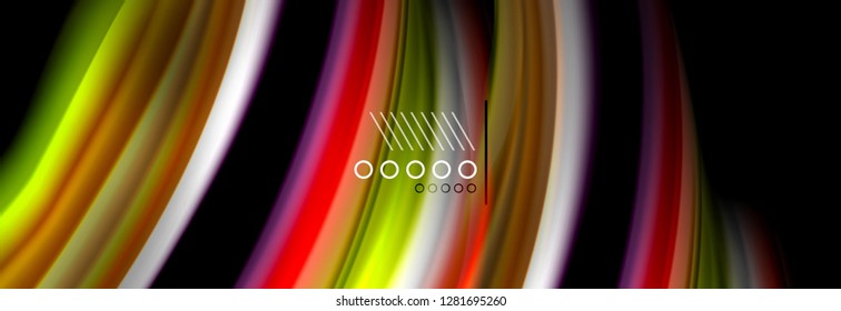 Rainbow color fluid wave lines flow poster. Wave vector Liquid shapes design