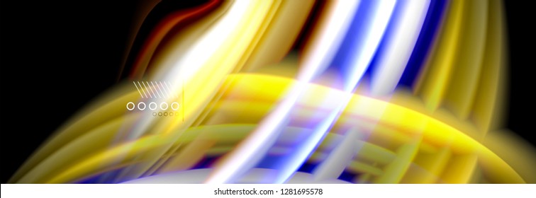 Afiche del flujo de las líneas de oleaje de color arcoiris. Vector de onda Diseño de formas líquidas