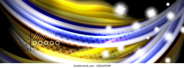 Rainbow color fluid wave lines flow poster. Wave vector Liquid shapes design