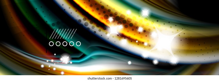 Rainbow color fluid wave lines flow poster. Wave vector Liquid shapes design