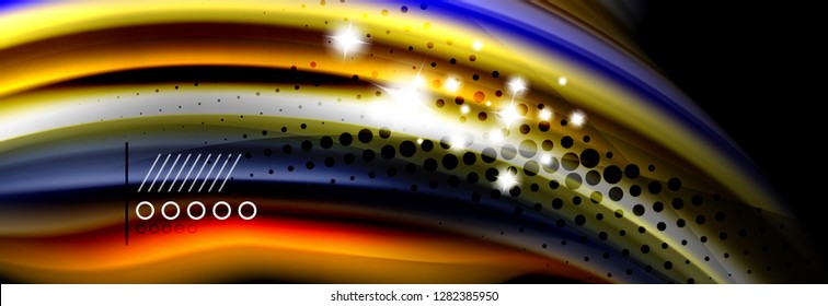 Rainbow color fluid wave lines flow poster. Wave vector Liquid shapes design