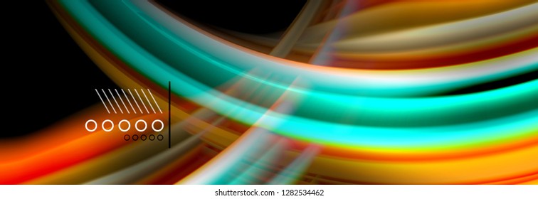Rainbow color fluid wave lines flow poster. Wave vector Liquid shapes design