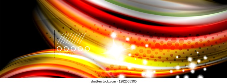 Rainbow color fluid wave lines flow poster. Wave vector Liquid shapes design