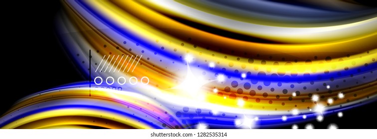 Rainbow color fluid wave lines flow poster. Wave vector Liquid shapes design