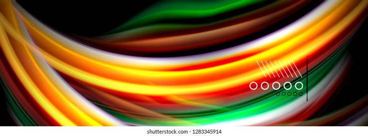 Rainbow color fluid wave lines flow poster. Wave vector Liquid shapes design