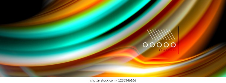 Rainbow color fluid wave lines flow poster. Wave vector Liquid shapes design