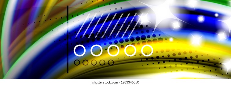 Rainbow color fluid wave lines flow poster. Wave vector Liquid shapes design