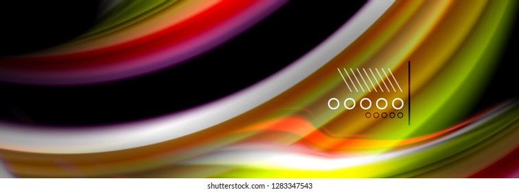 Rainbow color fluid wave lines flow poster. Wave vector Liquid shapes design