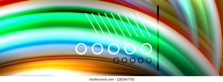 Rainbow color fluid wave lines flow poster. Wave vector Liquid shapes design