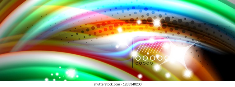 Rainbow color fluid wave lines flow poster. Wave vector Liquid shapes design