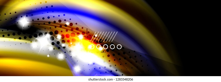 Rainbow color fluid wave lines flow poster. Wave vector Liquid shapes design