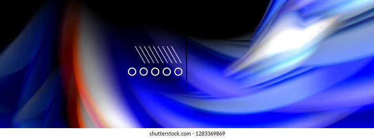 Afiche del flujo de las líneas de oleaje de color arcoiris. Vector de onda Diseño de formas líquidas