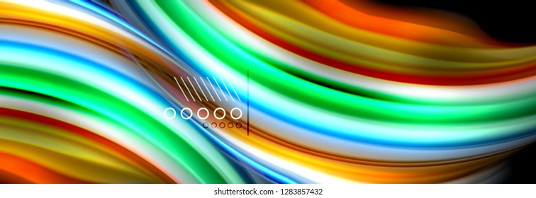 Rainbow color fluid wave lines flow poster. Wave vector Liquid shapes design