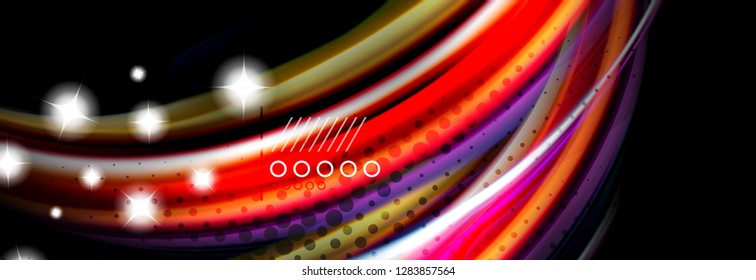 Rainbow color fluid wave lines flow poster. Wave vector Liquid shapes design
