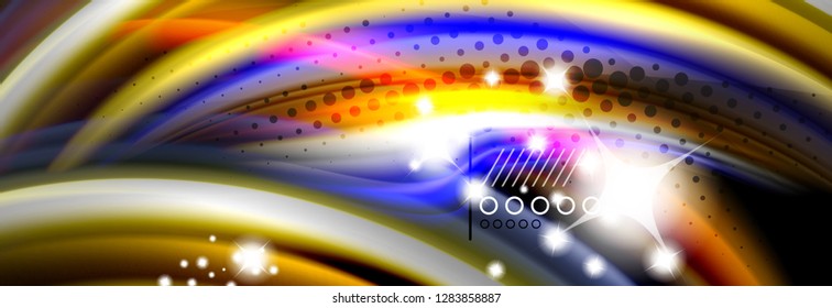 Rainbow color fluid wave lines flow poster. Wave vector Liquid shapes design