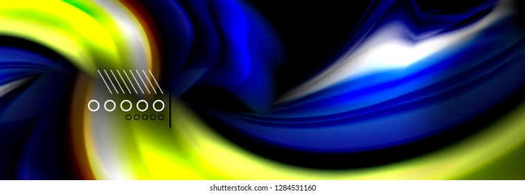 Rainbow color fluid wave lines flow poster. Wave vector Liquid shapes design