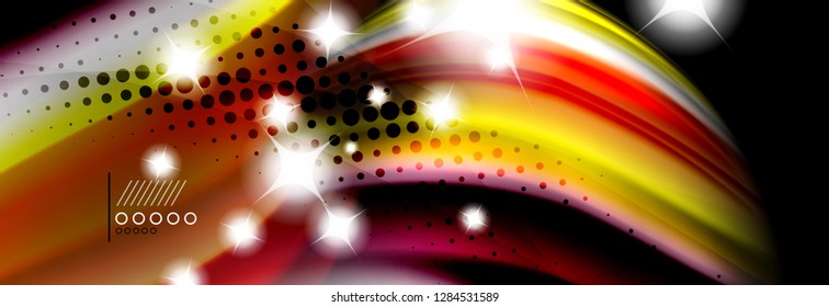 Rainbow color fluid wave lines flow poster. Wave vector Liquid shapes design