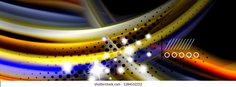 Rainbow color fluid wave lines flow poster. Wave vector Liquid shapes design