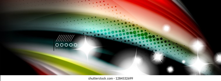 Rainbow Color Wave Linien Flow Poster. Wellenvektor-Liquid-Formen-Design