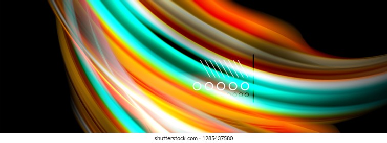 Rainbow color fluid wave lines flow poster. Wave vector Liquid shapes design