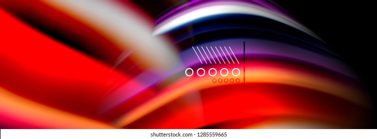 Afiche del flujo de las líneas de oleaje de color arcoiris. Vector de onda Diseño de formas líquidas