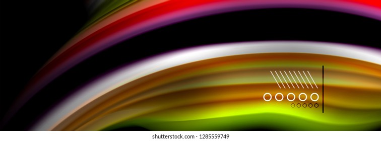 Rainbow color fluid wave lines flow poster. Wave vector Liquid shapes design