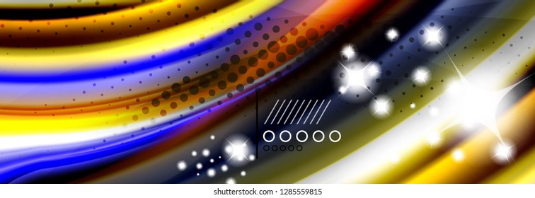 Rainbow color fluid wave lines flow poster. Wave vector Liquid shapes design