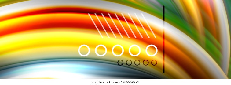 Rainbow color fluid wave lines flow poster. Wave vector Liquid shapes design